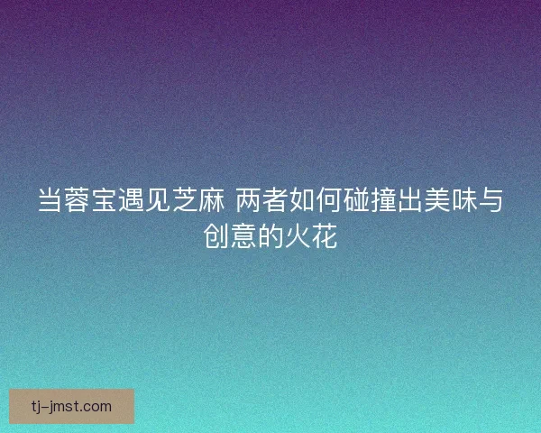当蓉宝遇见芝麻 两者如何碰撞出美味与创意的火花